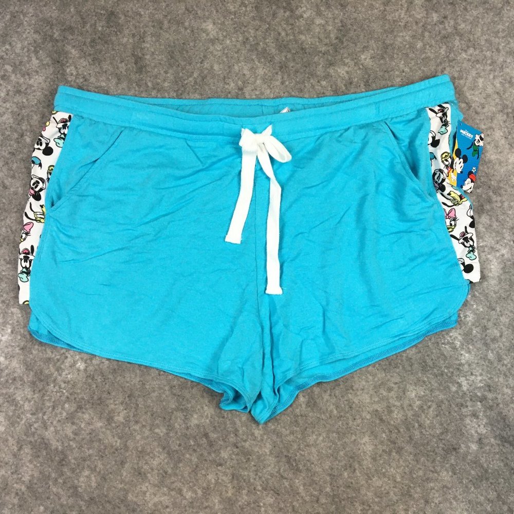 Disney Mickey and Friends Sleep Shorts 2X Blue Drawstring Pockets Printed Mini